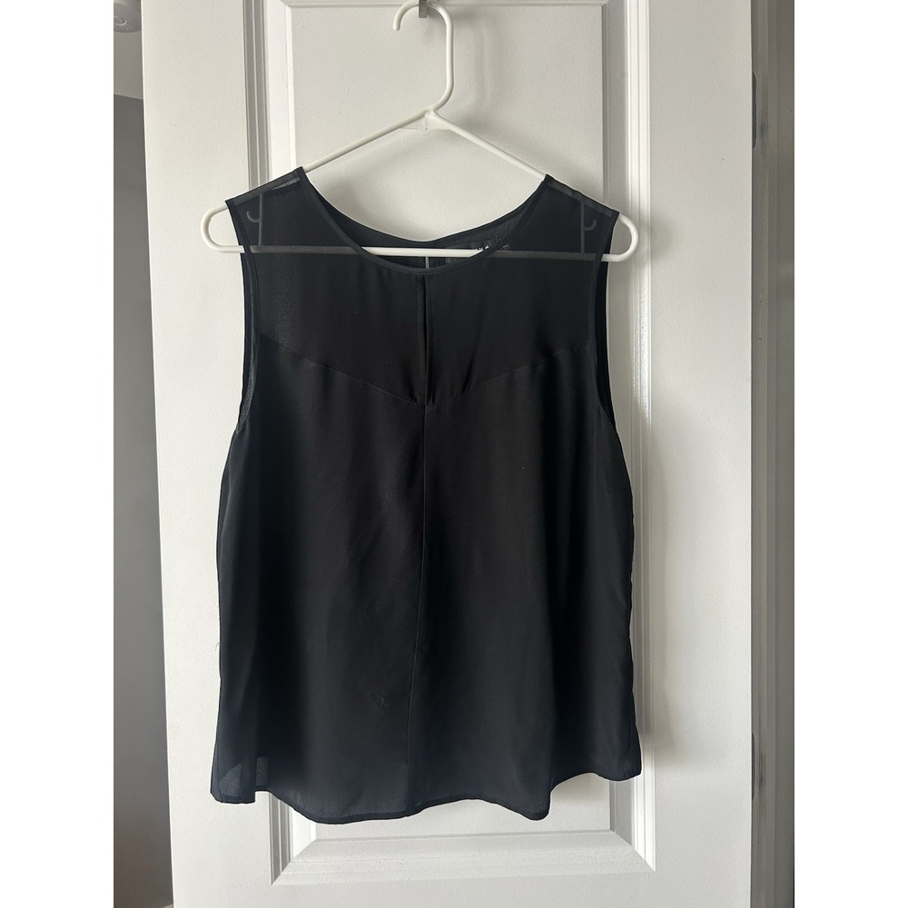 TROUVÉ Women's Black 100% Silk Sheer Sleeveless Blouse Top Back Cutouts Size S